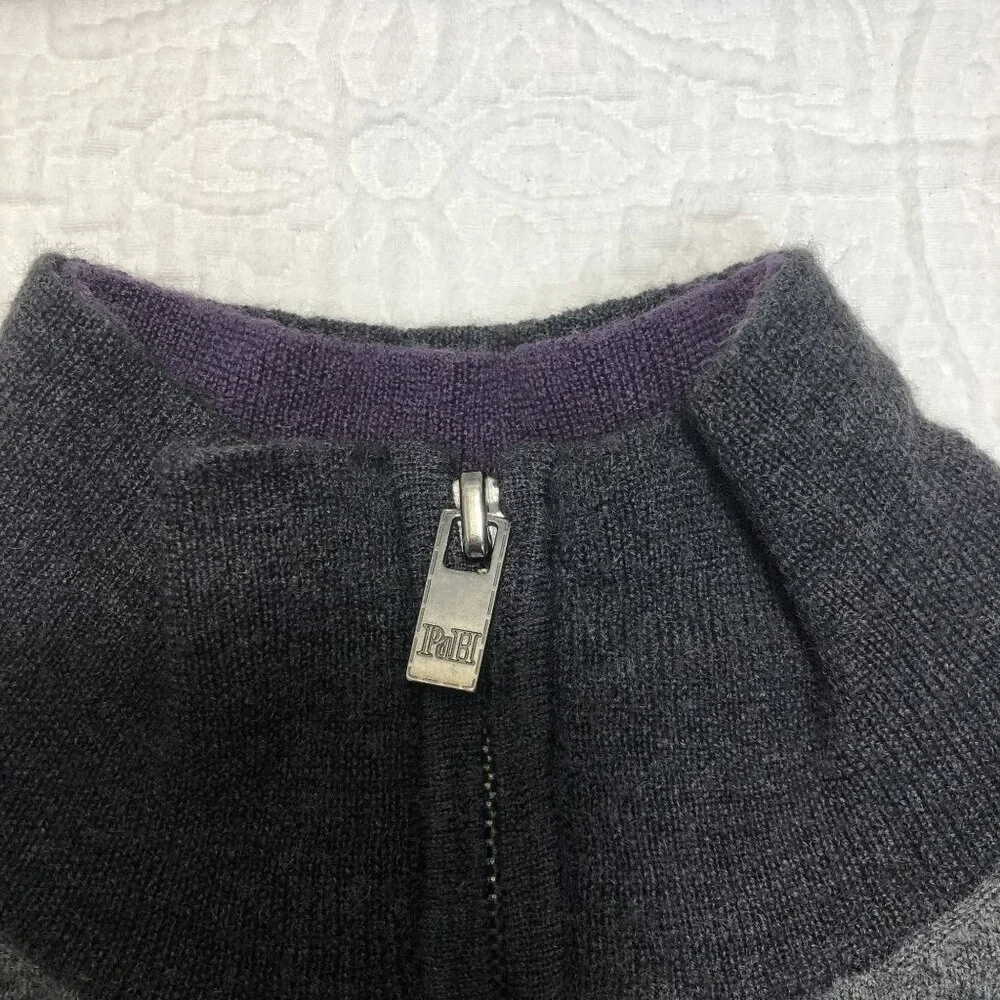 Pedro Del Hierro Striped Full-Zip Merino Wool Sweater Jacket L